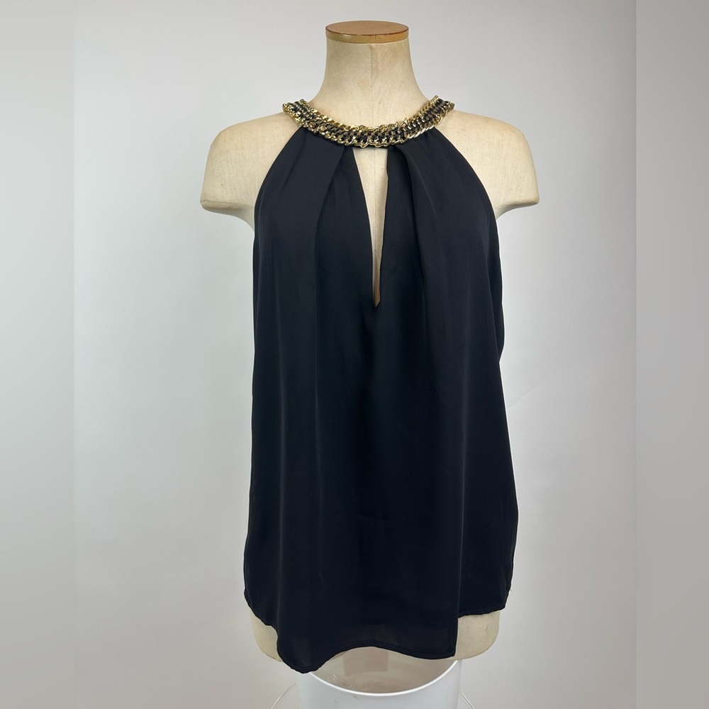 GUESS BY MARCIANO GOLD CHAIN NECK HALTER TOP